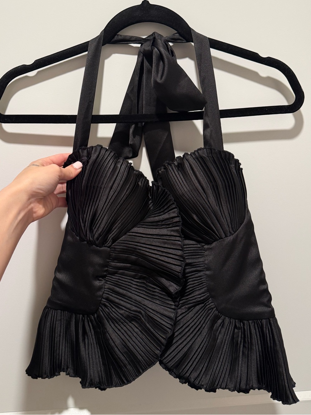 Black Pleated Halter Top